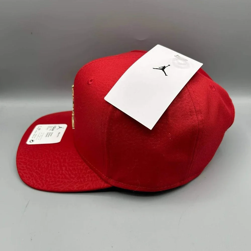 Air Jordan Hat Men Red Gold Logo Jumpman Nike Pro Snap Back Cap New